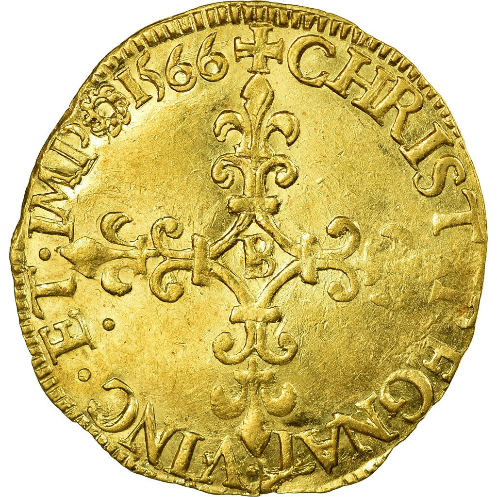 Coin, France, Charles IX, Ecu d'or, 1566, Rouen, AU(50-53), Gold, Sombart:4904