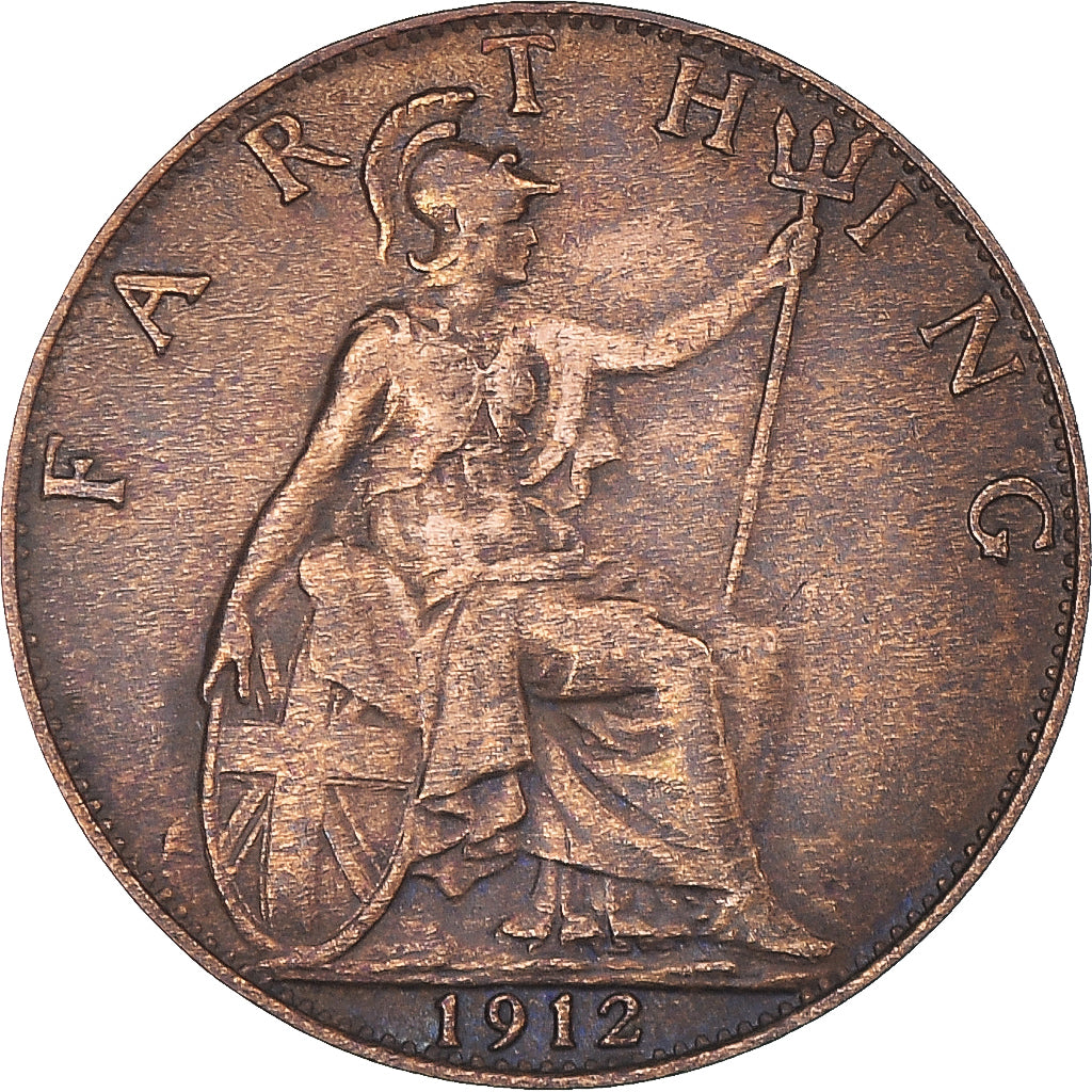 Coin, Great Britain, George V, Farthing, 1912, AU(50-53), Bronze, KM:808.1