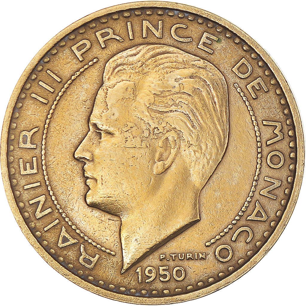 Coin, Monaco, Rainier III, 50 Francs, Cinquante, 1950, EF(40-45)