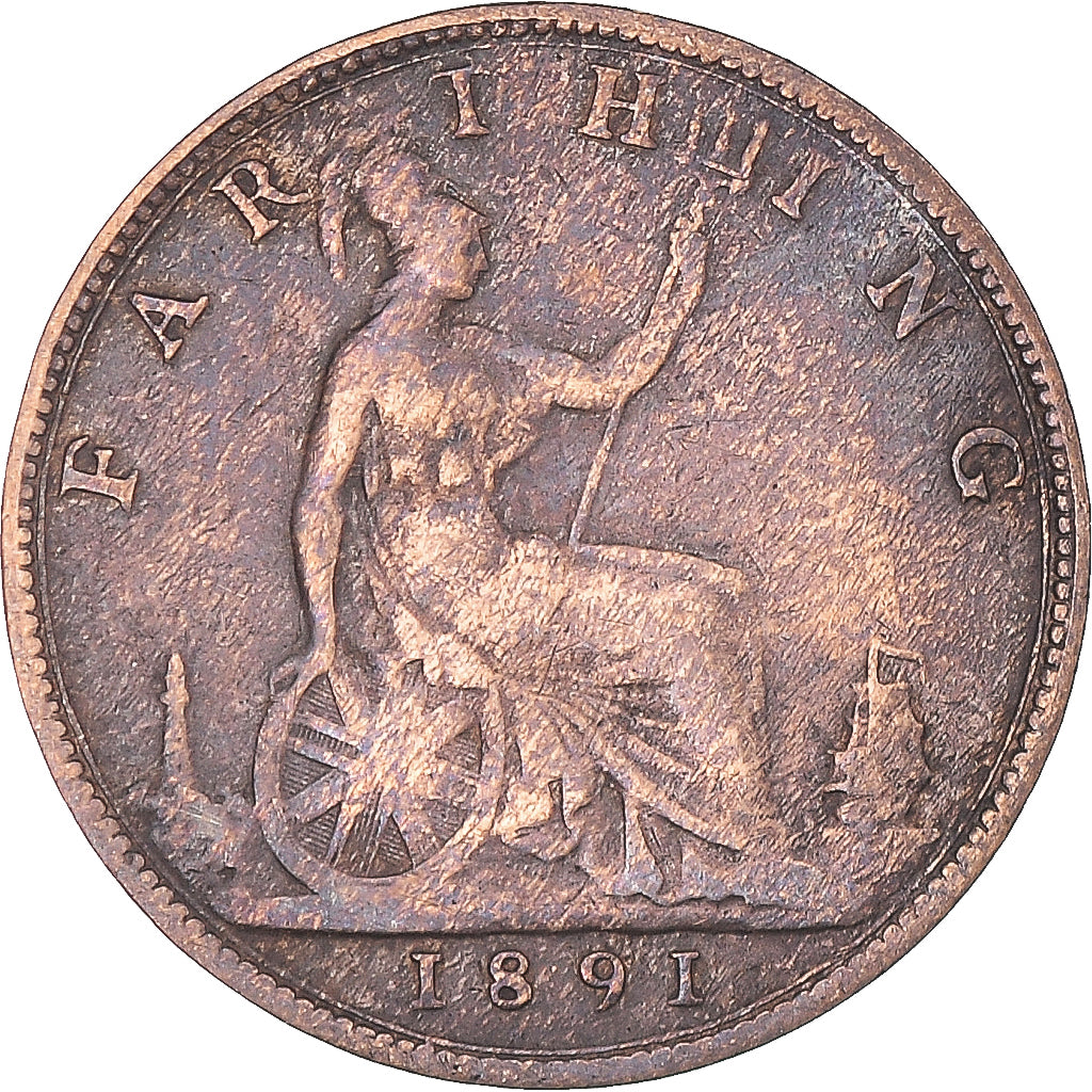 Coin, Great Britain, Victoria, Farthing, 1891, VF(20-25), Bronze, KM:753
