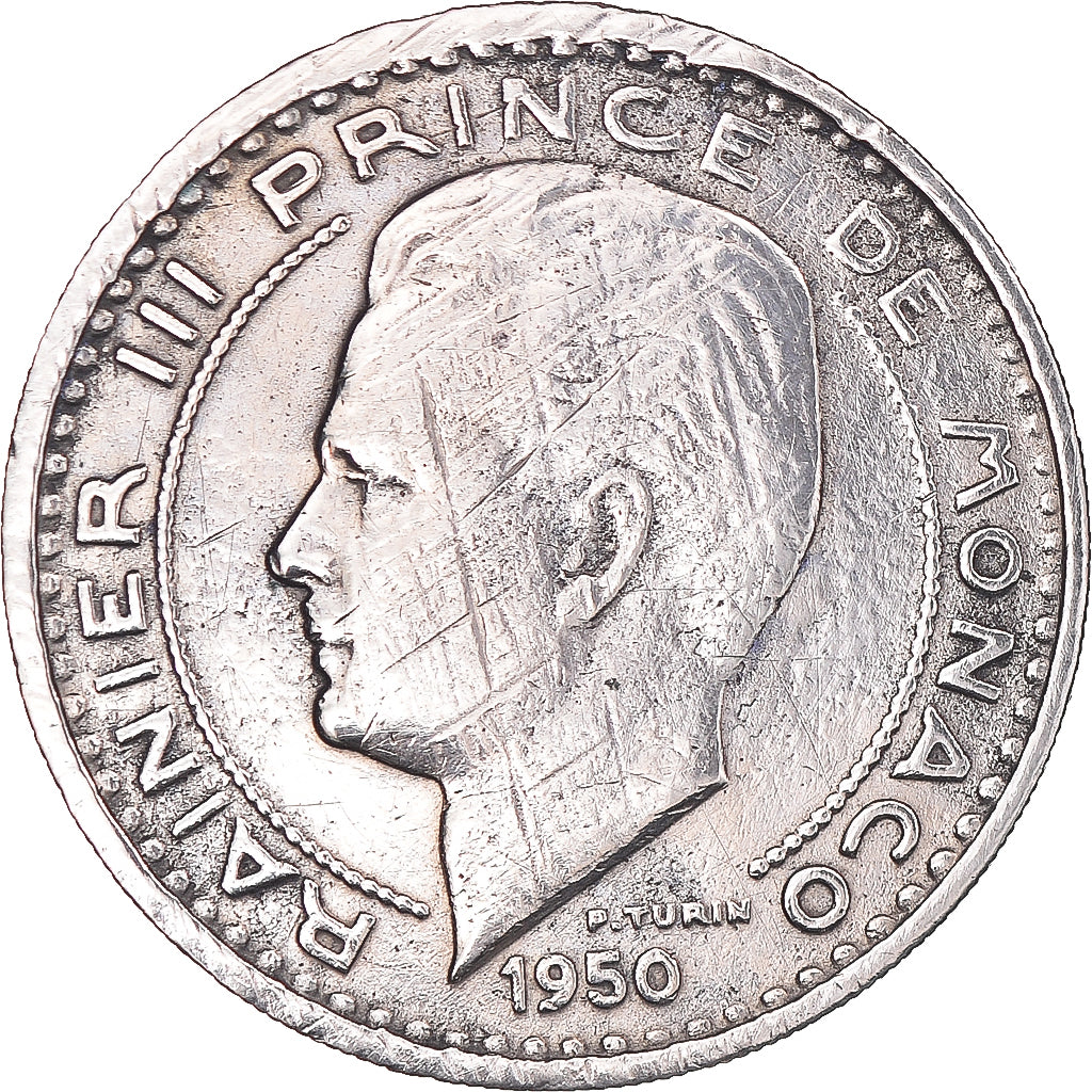 Coin, Monaco, Rainier III, 100 Francs, Cent, 1950, VF(30-35), Copper-nickel