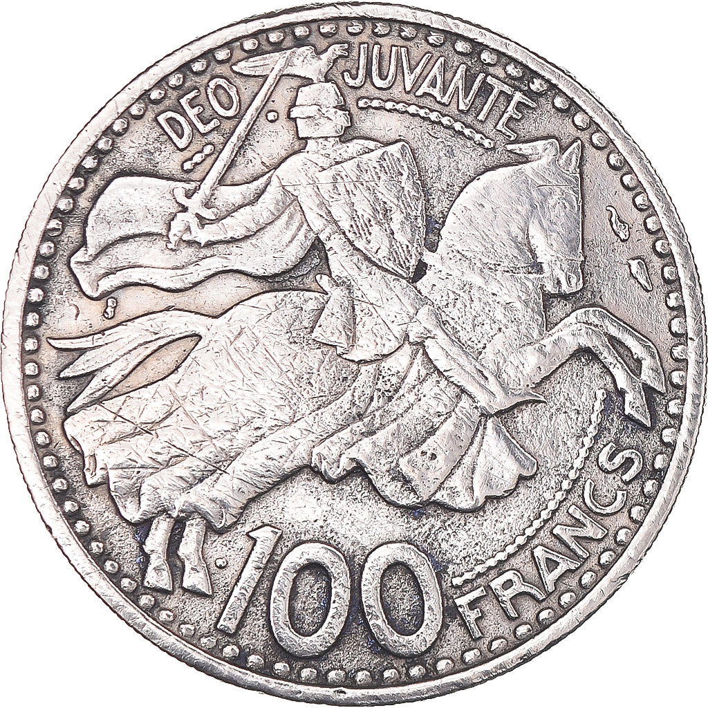 Coin, Monaco, Rainier III, 100 Francs, Cent, 1950, VF(30-35), Copper-nickel