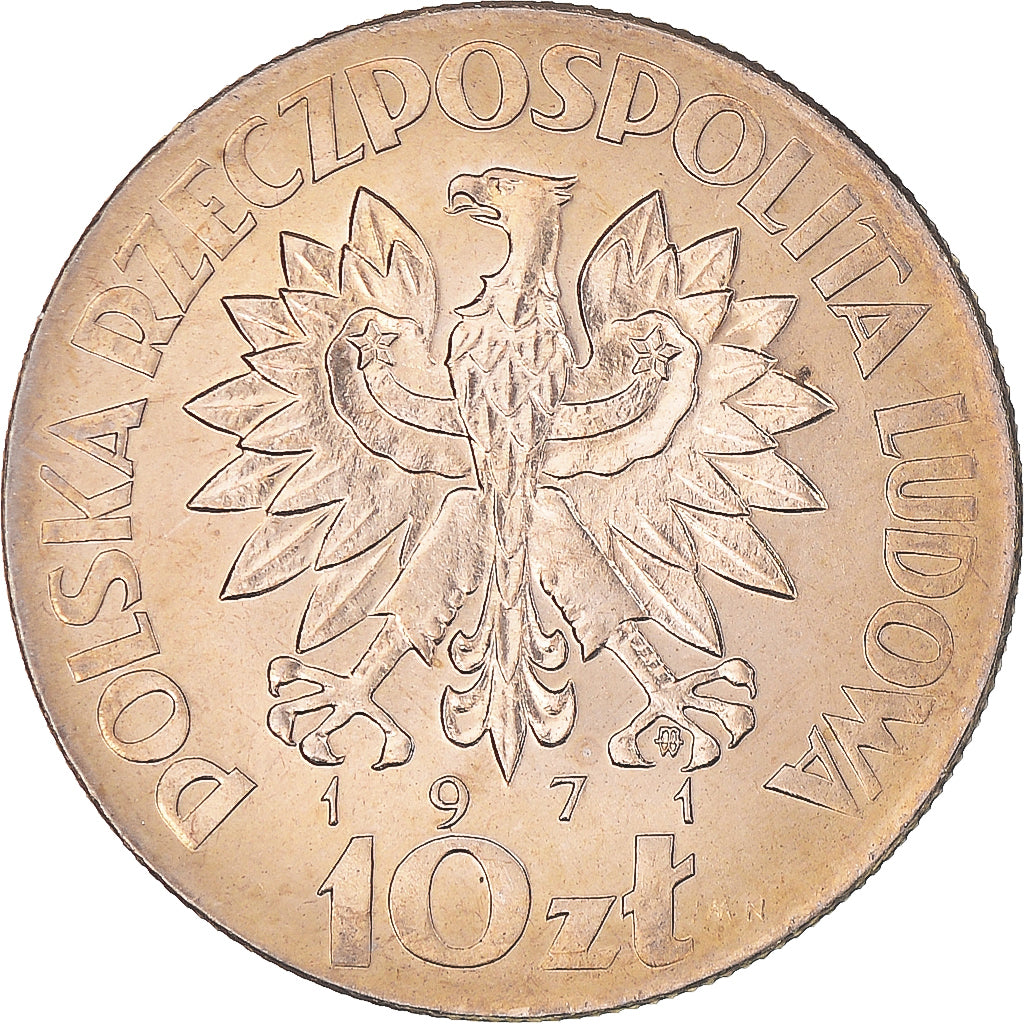 Coin, Poland, 10 Zlotych, 1971, Warsaw, MS(63), Copper-nickel, KM:Pr185