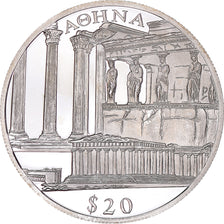 Monnaie, Libéria, 20 Dollars, 2000, Athen, SPL, Argent