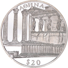 Munten, Liberia, 20 Dollars, 2000, Athen, UNC-, Zilver