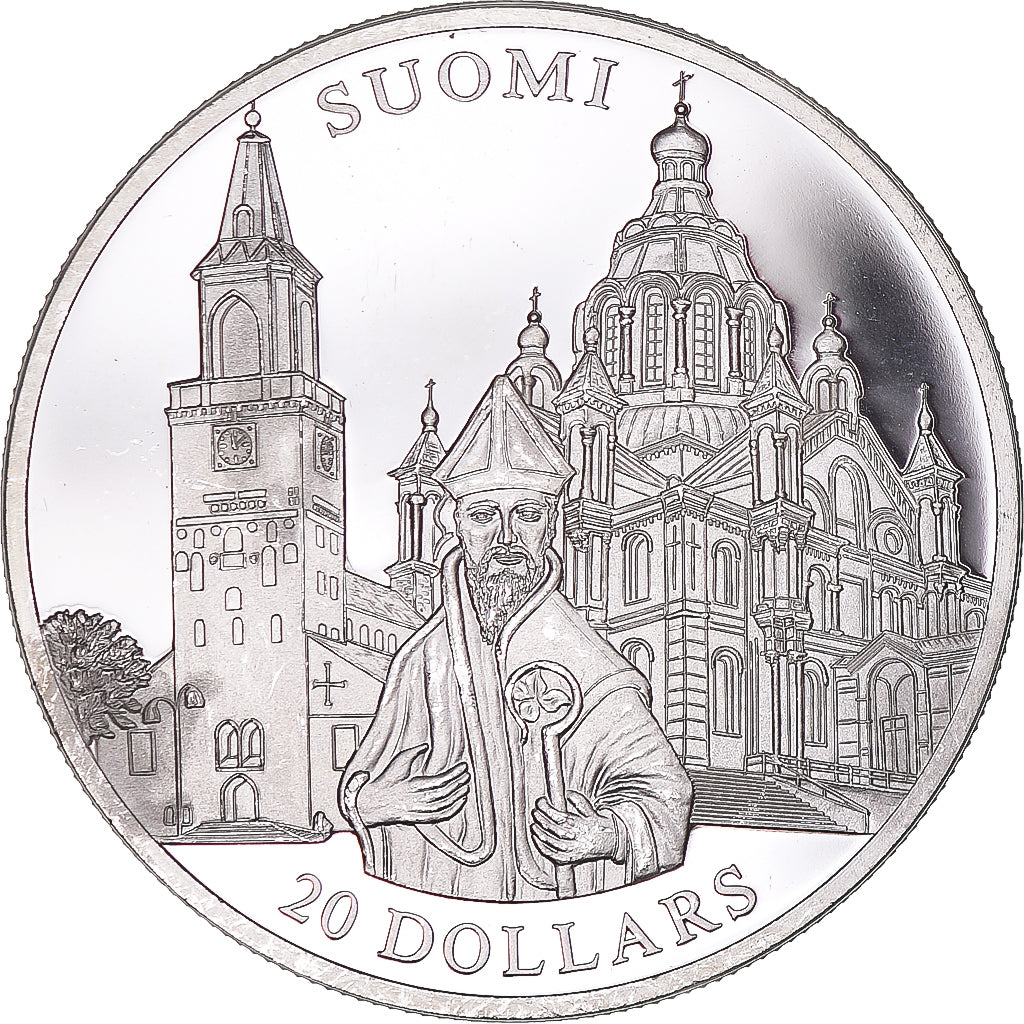 Coin, Liberia, 20 Dollars, 2001, Finland, MS(63), Silver