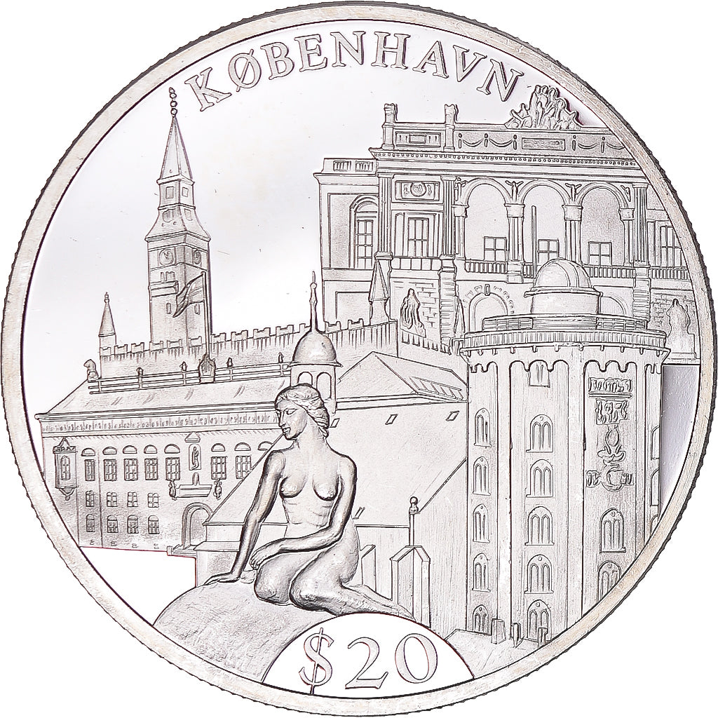 Monnaie, Libéria, Copenhague, 20 Dollars, 2000, Proof, SPL, Argent