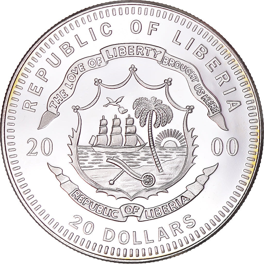 Monnaie, Libéria, Copenhague, 20 Dollars, 2000, Proof, SPL, Argent