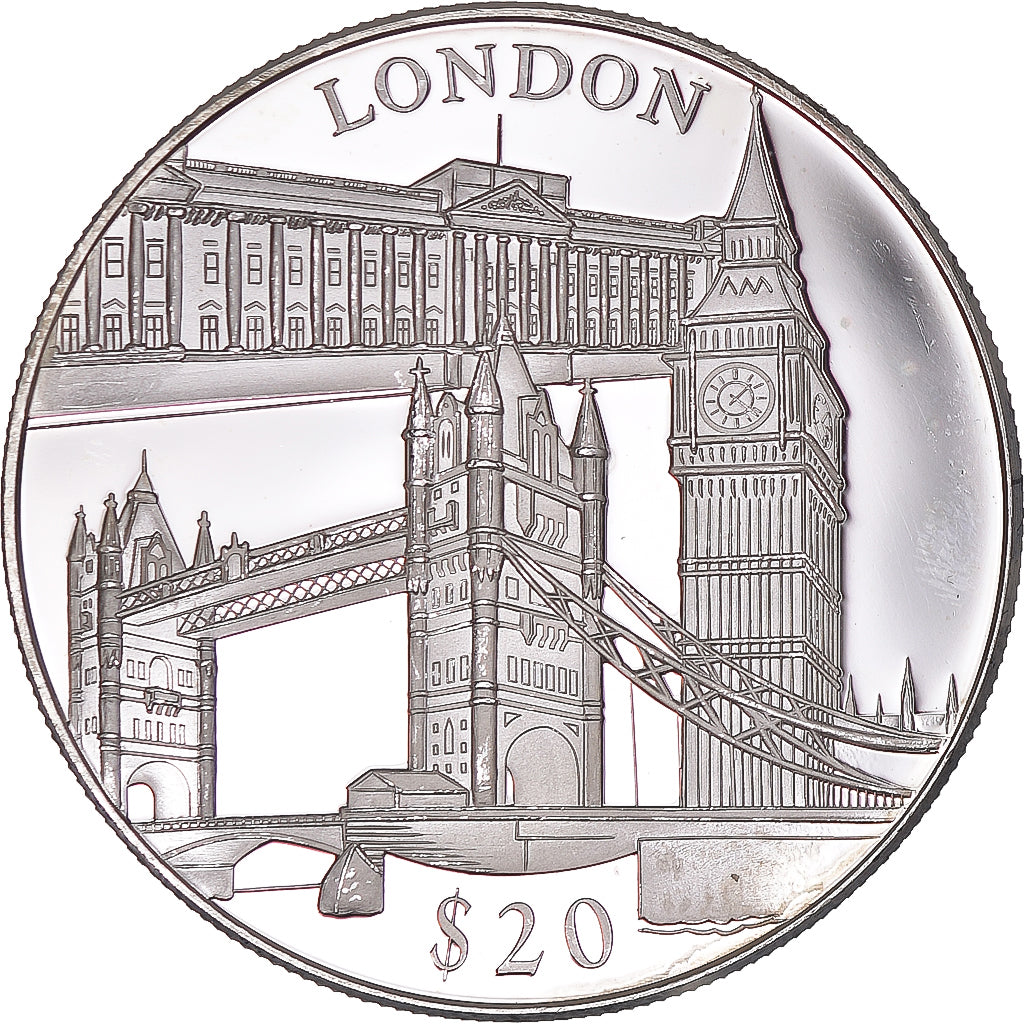 Monnaie, Libéria, 20 Dollars, 2000, SPL, Argent, KM:639