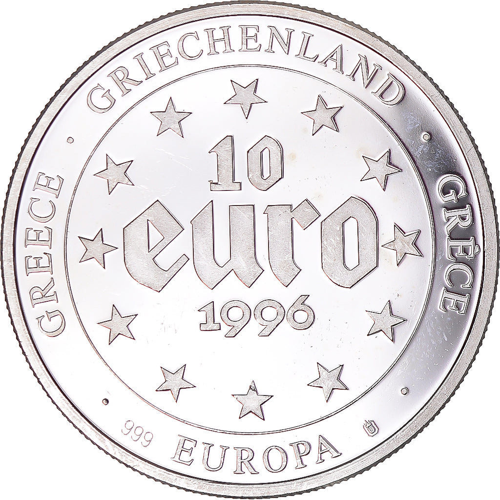France, 10 Euro, Europa, 1996, Greece, MS(63), Silver