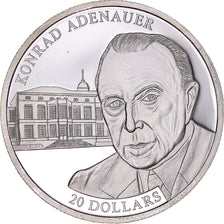 Münze, Liberia, 20 Dollars, 2002, Konrad Adenauer, UNZ, Silber