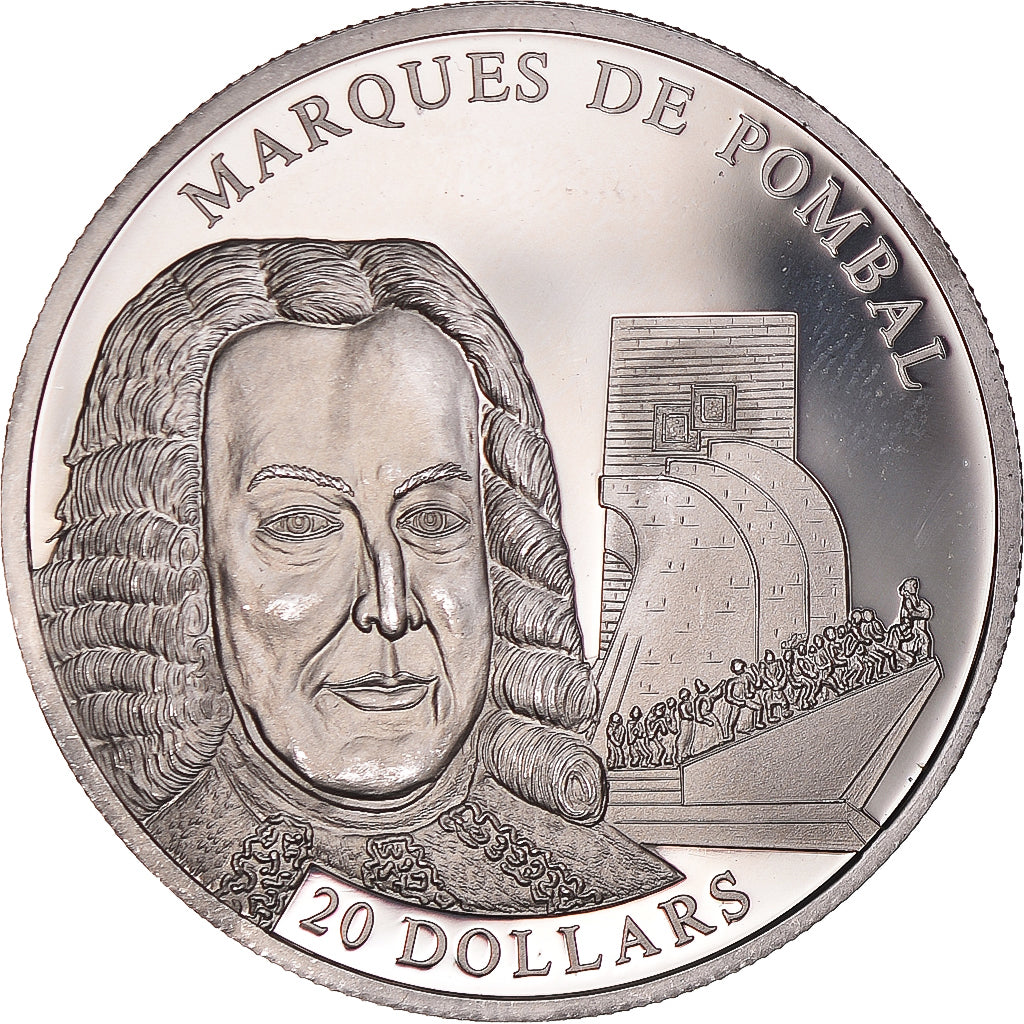 Münze, Liberia, 20 Dollars, 2002, Marques de Pombal, UNZ, Silber