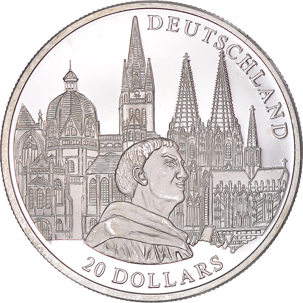 Moneta, Liberia, 20 Dollars, 2001, Germany, MS(63), Srebro