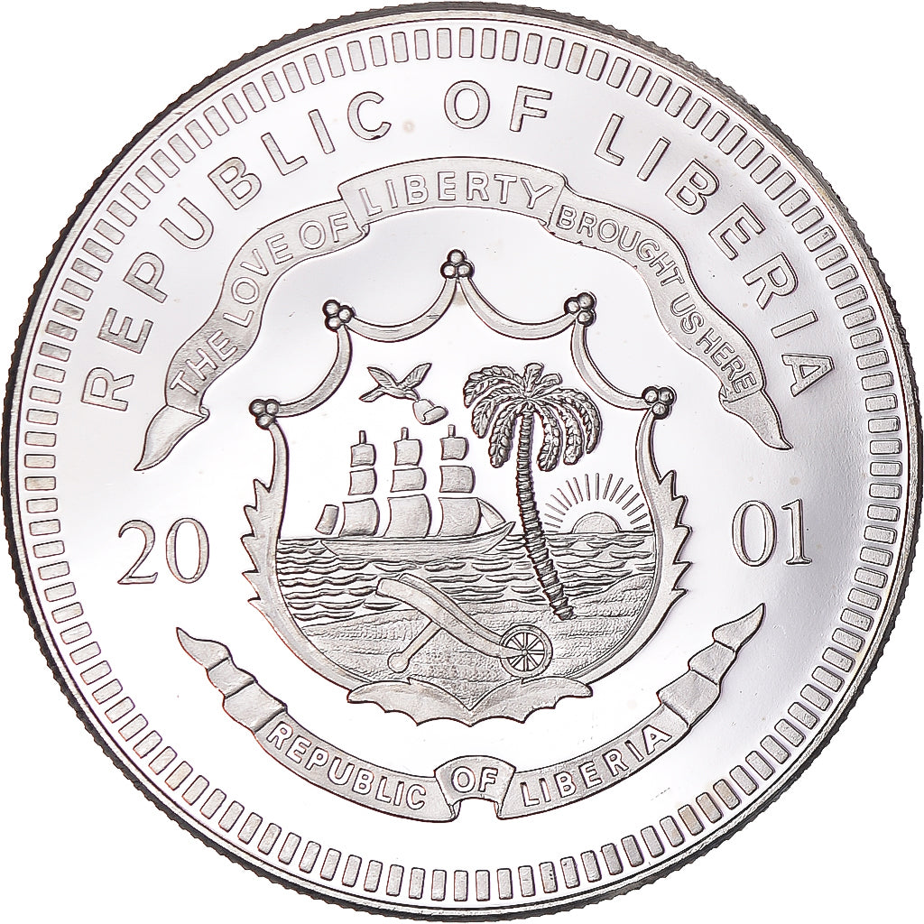 Moneta, Liberia, 20 Dollars, 2001, Germany, MS(63), Srebro