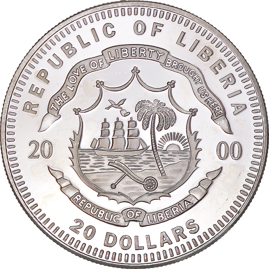 Münze, Liberia, Olympic Games, 20 Dollars, 2000, Hurdler, UNZ, Silber, KM:486