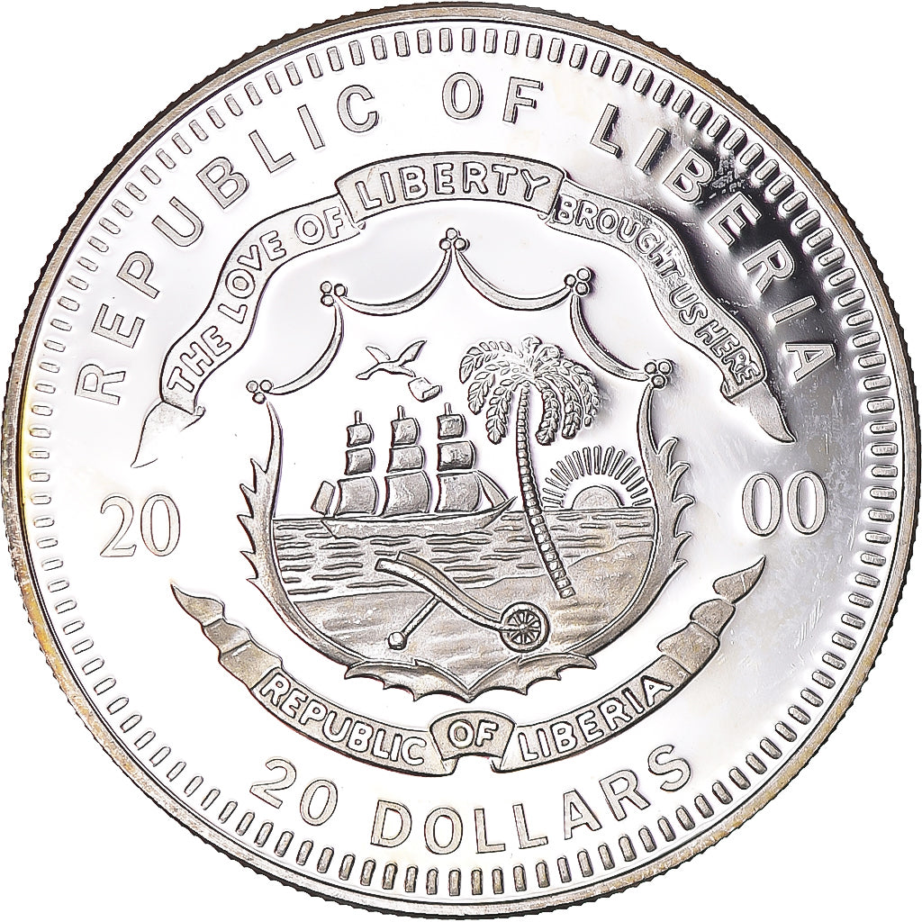 Coin, Liberia, 20 Dollars, 2000, Dublin, MS(63), Silver