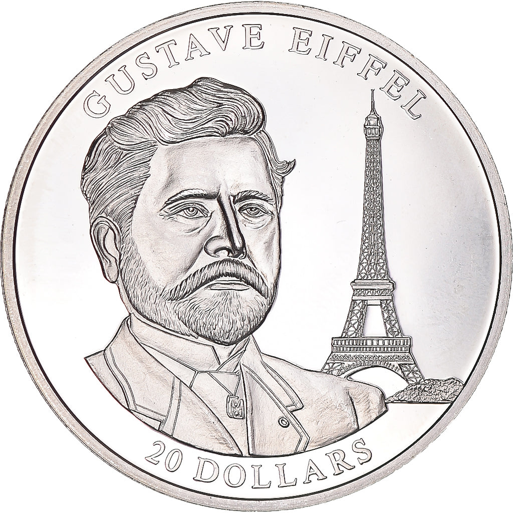 Münze, Liberia, 20 Dollars, 2004, G. Eiffel, UNZ, Silber