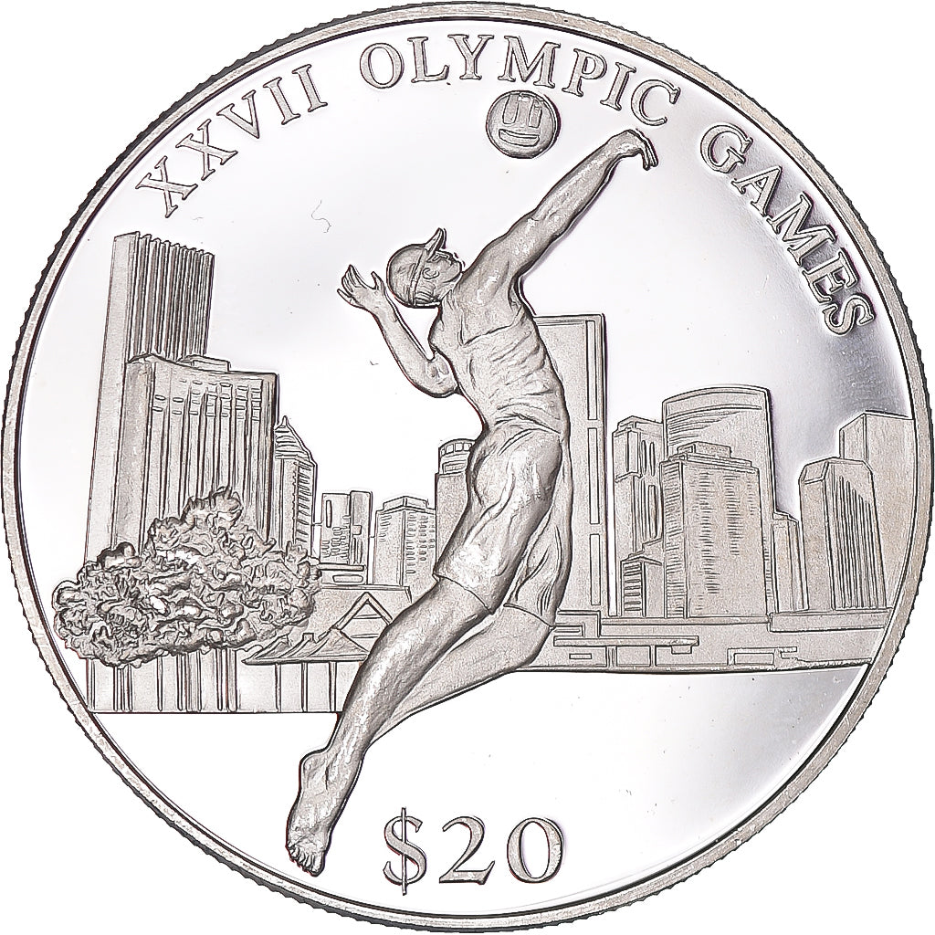 Coin, Liberia, Olympic Games, 20 Dollars, 2000, Volleyball, MS(63), Silver