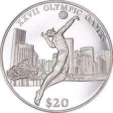 Coin, Liberia, Olympic Games, 20 Dollars, 2000, Volleyball, MS(63), Silver