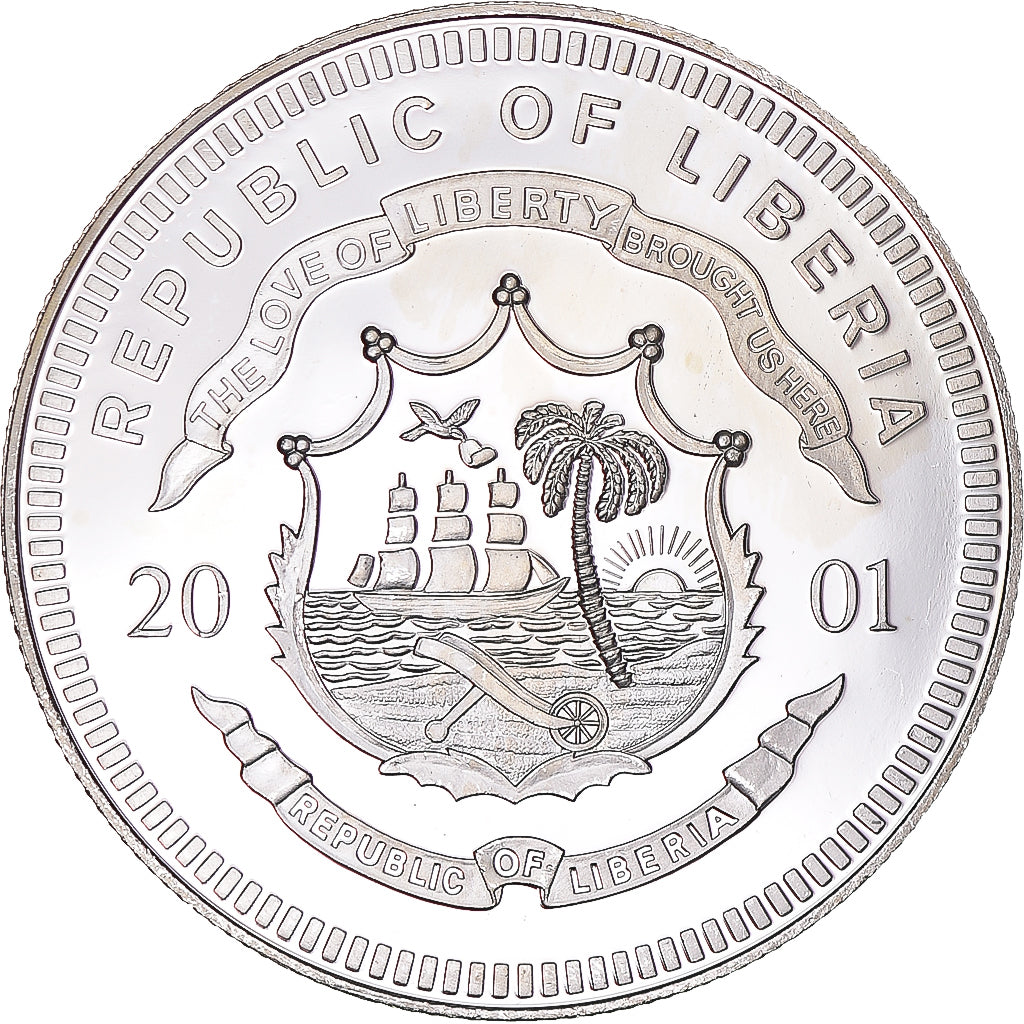 Monnaie, Libéria, 20 Dollars, 2001, Spain, SPL, Argent