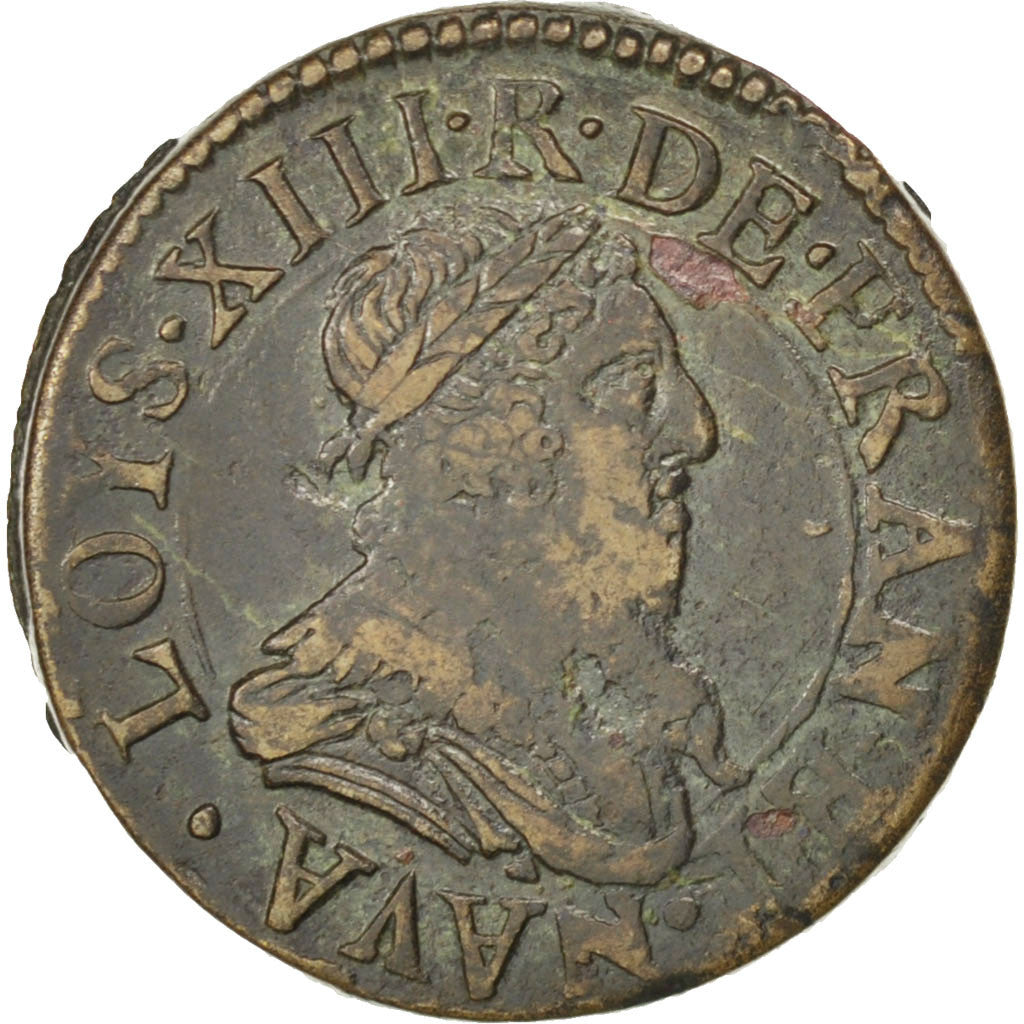 FRANCE, Double Lorrain, 1637, Stenay, KM #91, EF(40-45), Copper, CGKL #542, 2.50