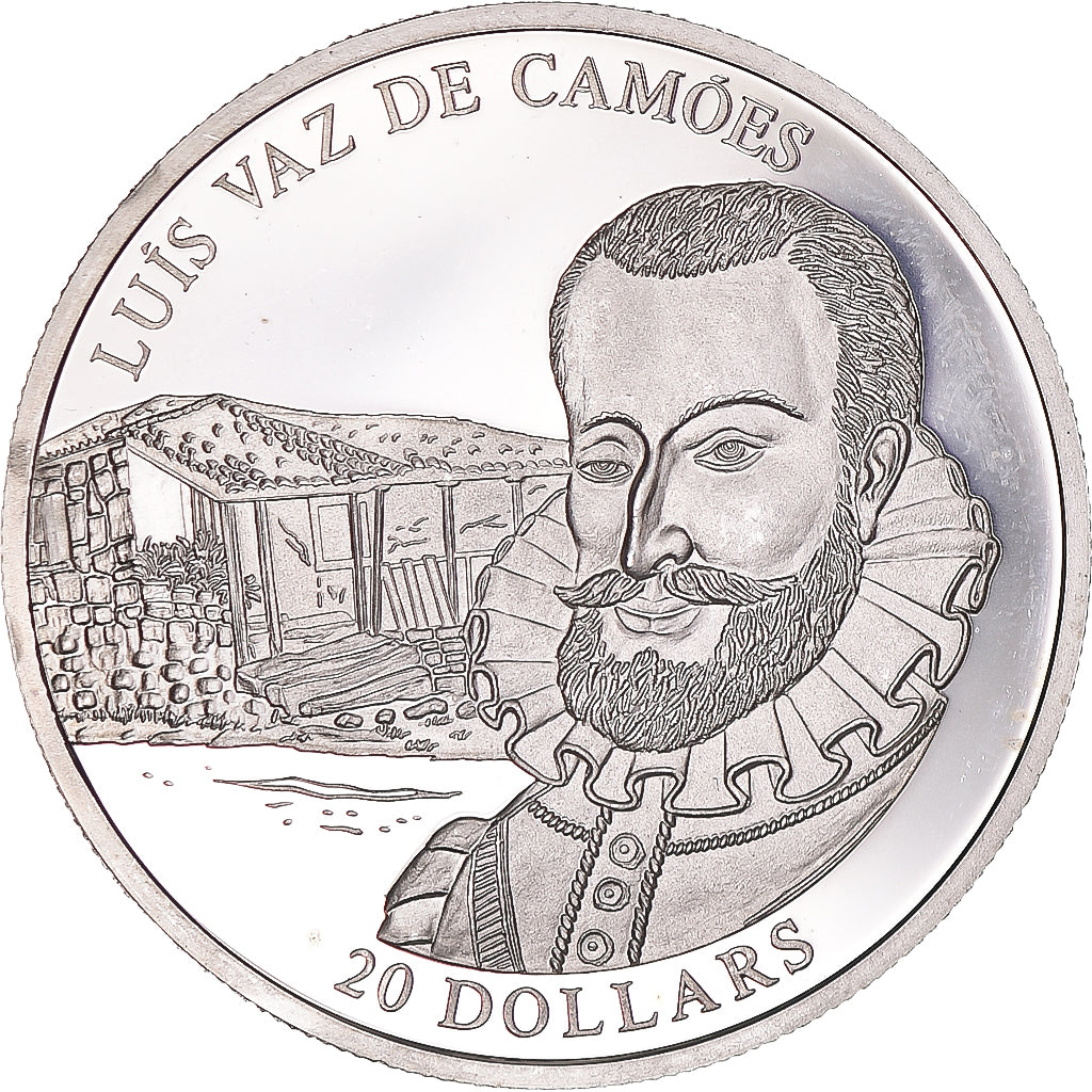 Coin, Liberia, 20 Dollars, 2003, Luiz Vaz De Camoes, MS(63), Silver