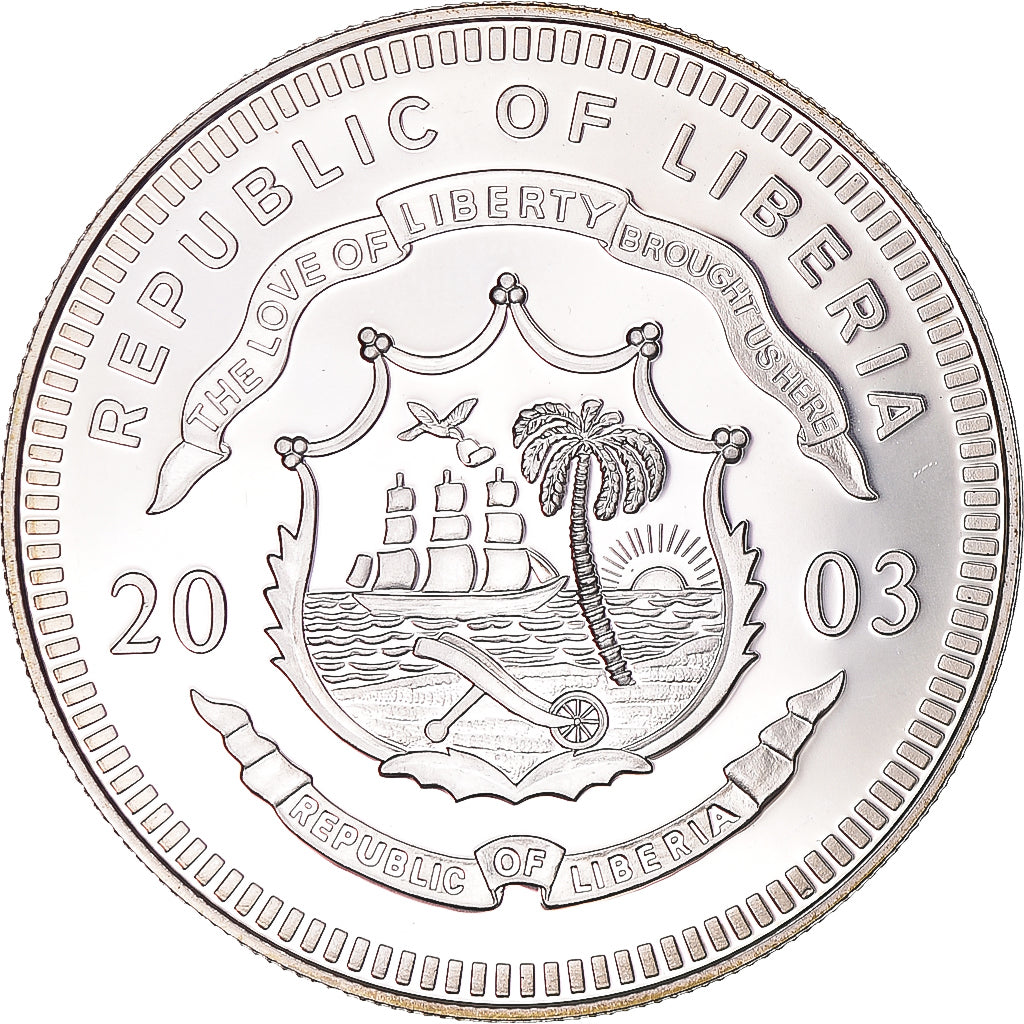 Coin, Liberia, 20 Dollars, 2003, Luiz Vaz De Camoes, MS(63), Silver