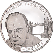 Coin, Liberia, 20 Dollars, 2002, Winston Churchill, MS(63), Silver