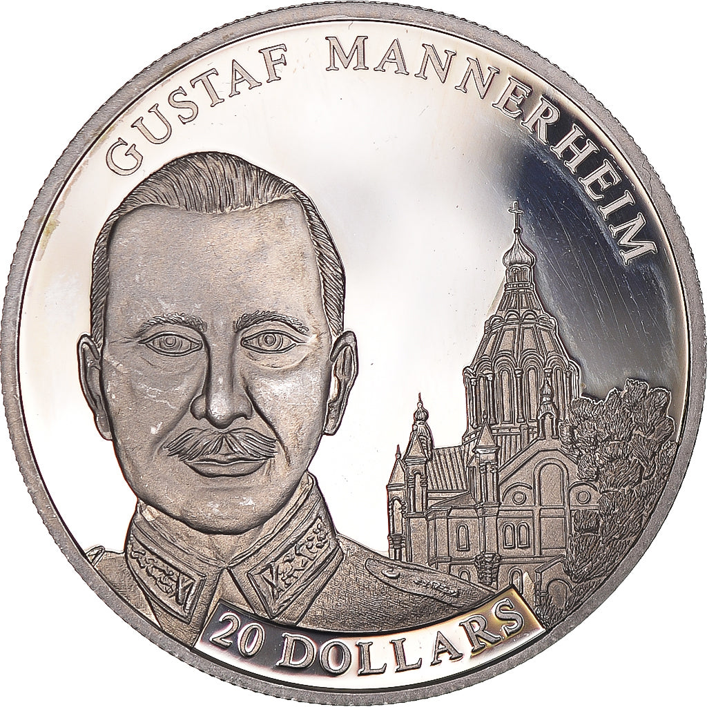 Munten, Liberia, 20 Dollars, 2002, G. Mannerheim, UNC-, Zilver
