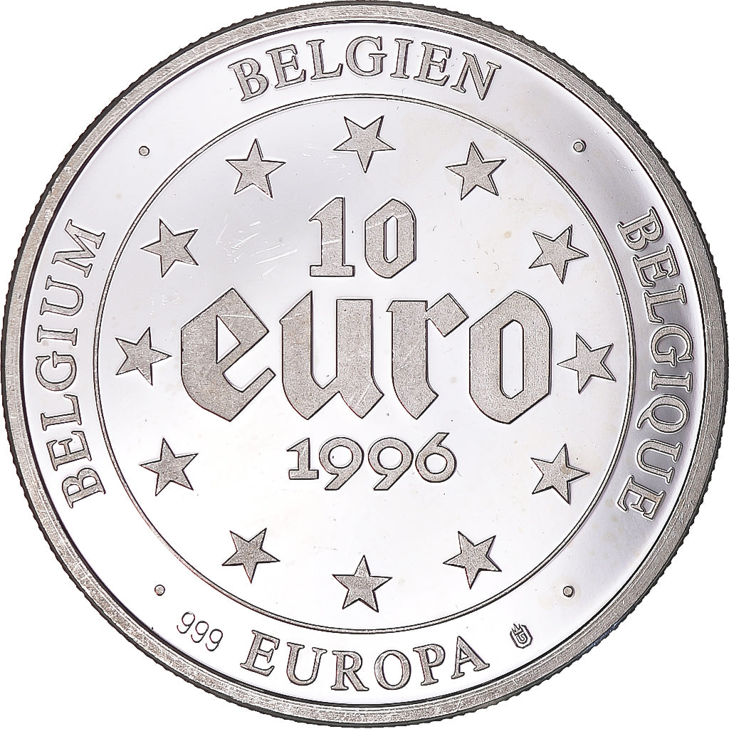 France, 10 Euro, Europa, 1996, Belgium, MS(63), Silver