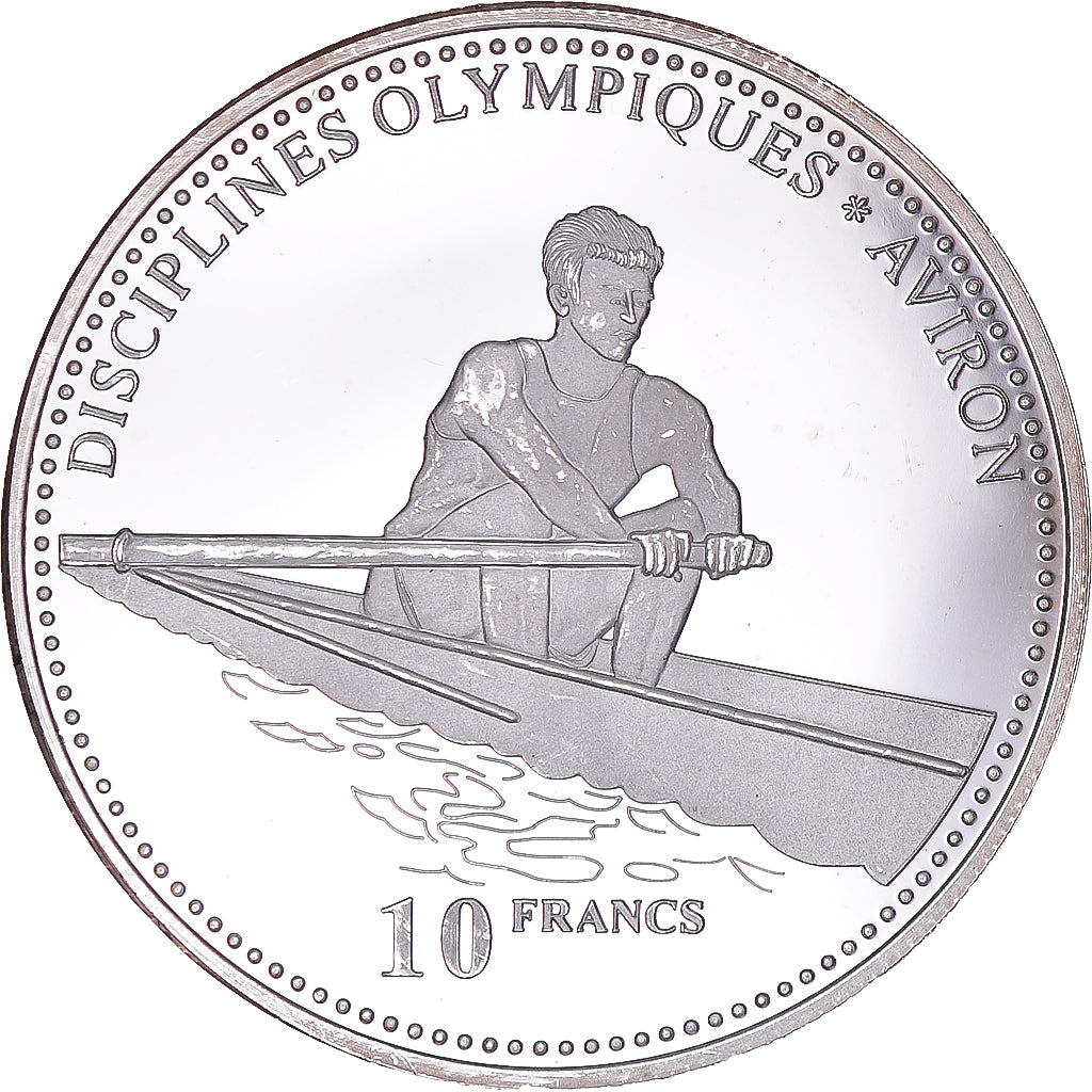 Coin, CONGO, DEMOCRATIC REPUBLIC, 10 Francs, 2000, Rowing, MS(63), Silver, KM:50