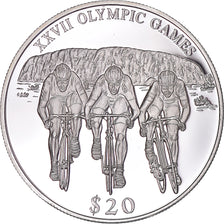Munten, Liberia, Olympic Games, 20 Dollars, 2000, Three cyclists, UNC-, Zilver