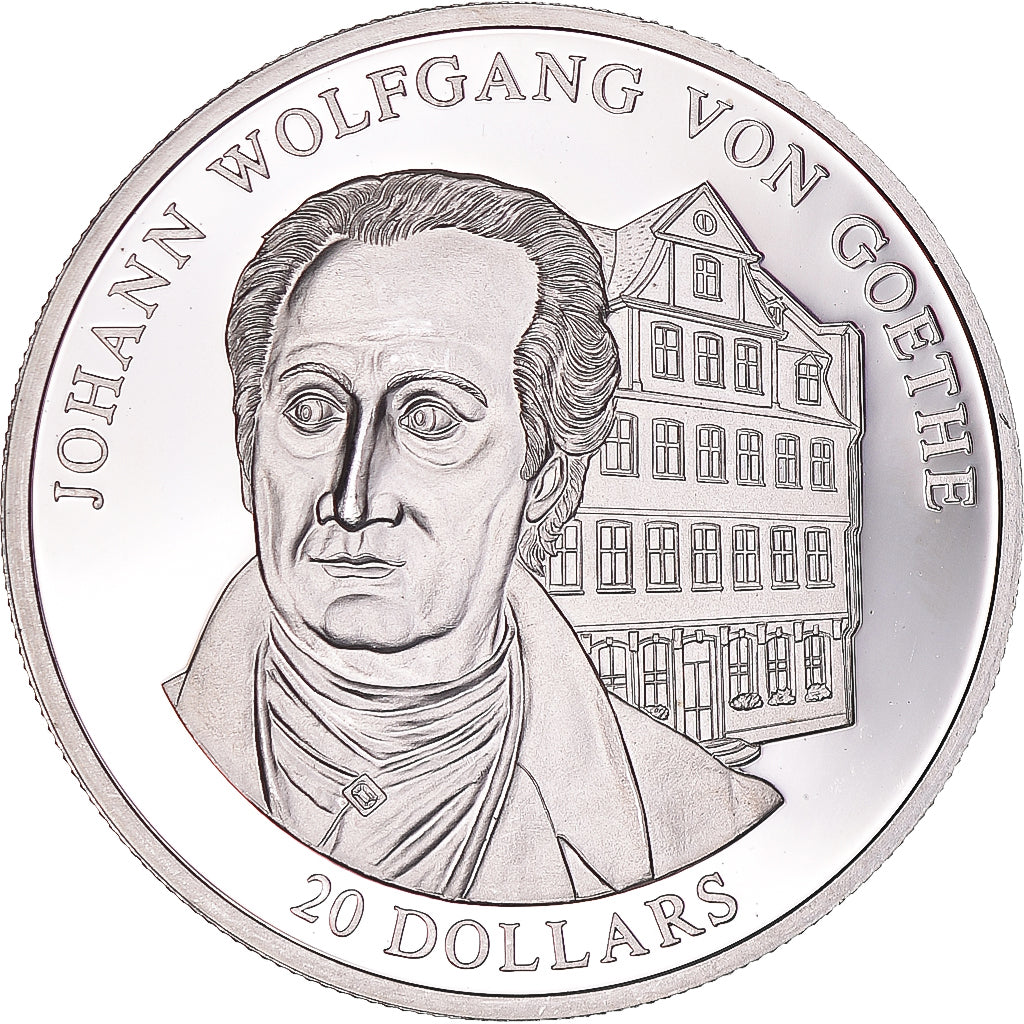 Coin, Liberia, 20 Dollars, 2003, J. Wolfgang Von Goethe, MS(63), Silver