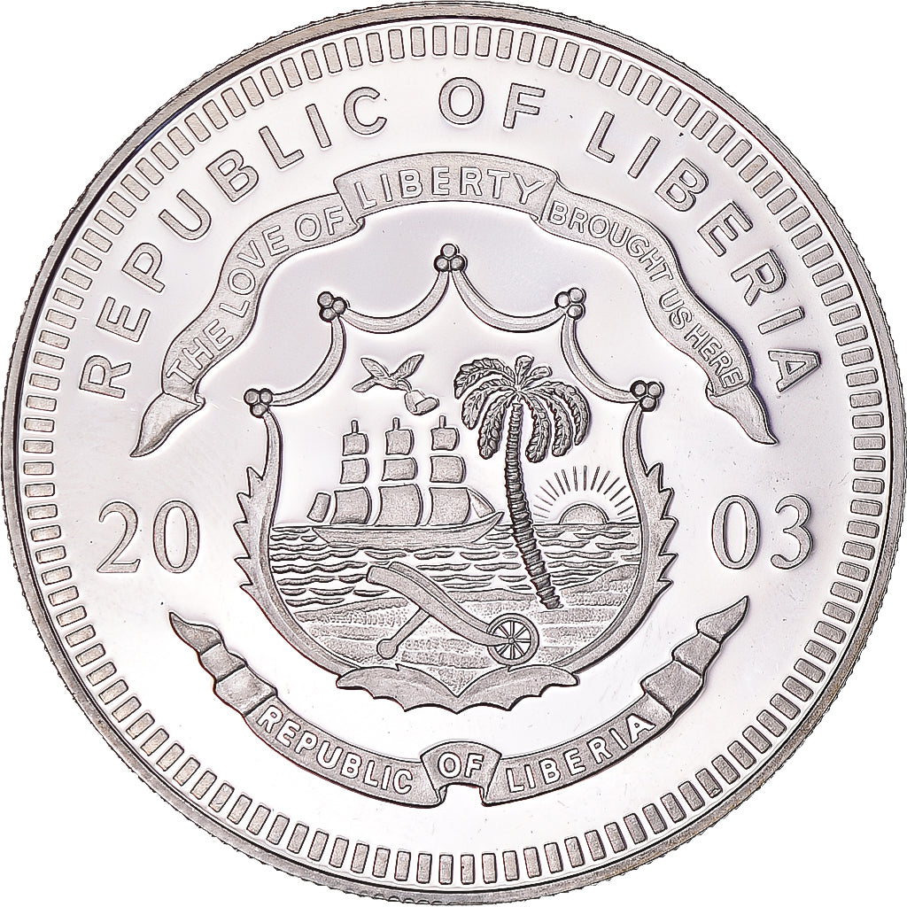Coin, Liberia, 20 Dollars, 2003, J. Wolfgang Von Goethe, MS(63), Silver