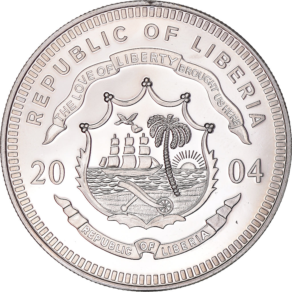 Münze, Liberia, 20 Dollars, 2004, Johannes Gutenberg, UNZ, Silber
