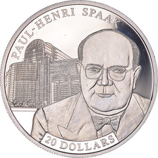 Coin, Liberia, 20 Dollars, 2002, Paul-Henri Spaak, MS(63), Silver