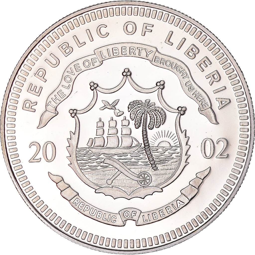 Coin, Liberia, 20 Dollars, 2002, Paul-Henri Spaak, MS(63), Silver