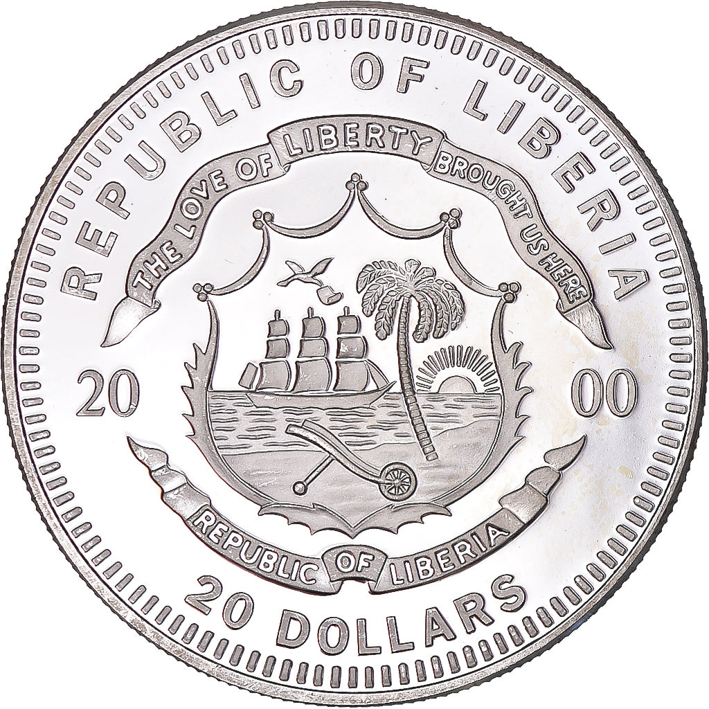 Coin, Liberia, 20 Dollars, 2000, Rome, MS(63), Silver