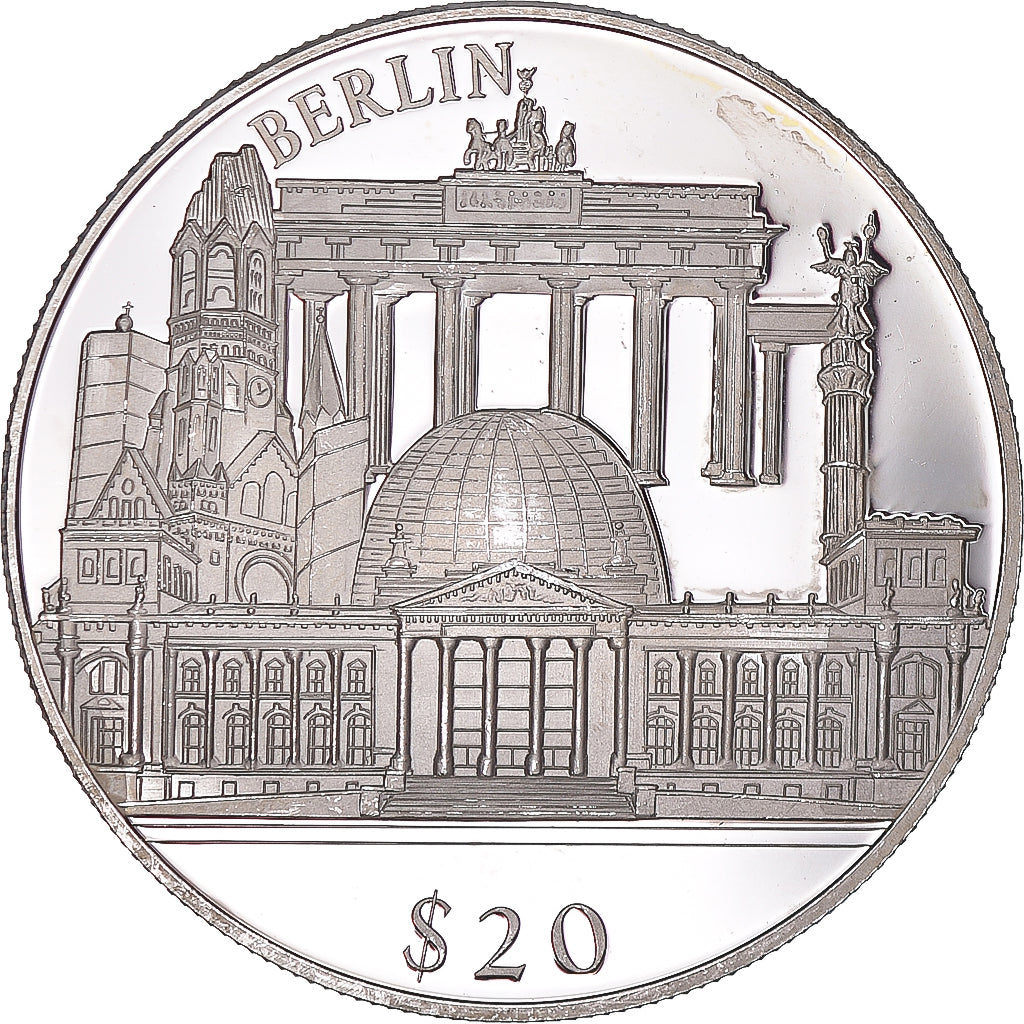 Monnaie, Libéria, 20 Dollars, 2000, Berlin, SPL, Argent