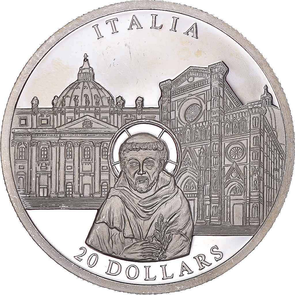 Monnaie, Libéria, 20 Dollars, 2001, Italy, SPL, Argent