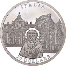 Monnaie, Libéria, 20 Dollars, 2001, Italy, SPL, Argent