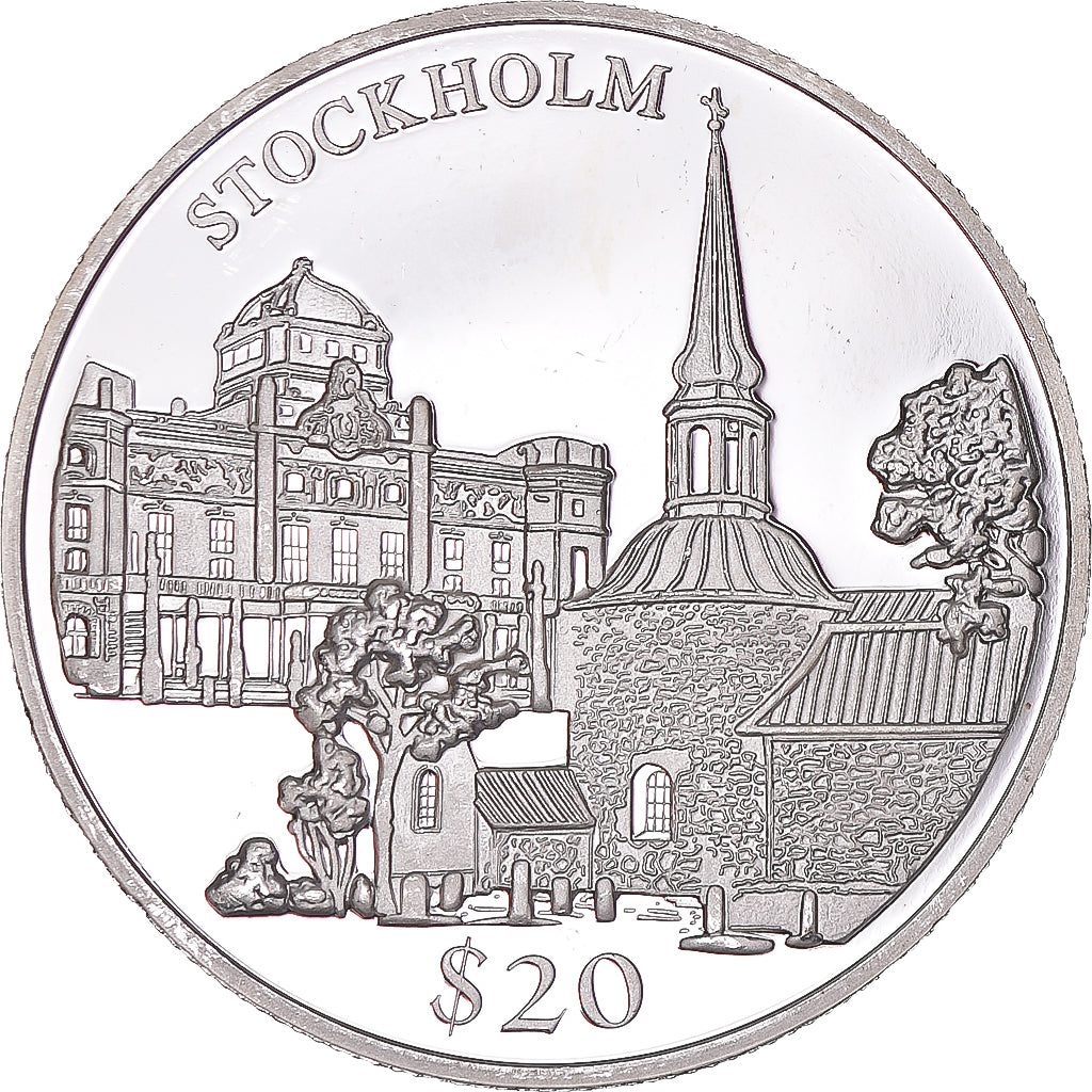Coin, Liberia, 20 Dollars, 2000, Stockholm, MS(63), Silver
