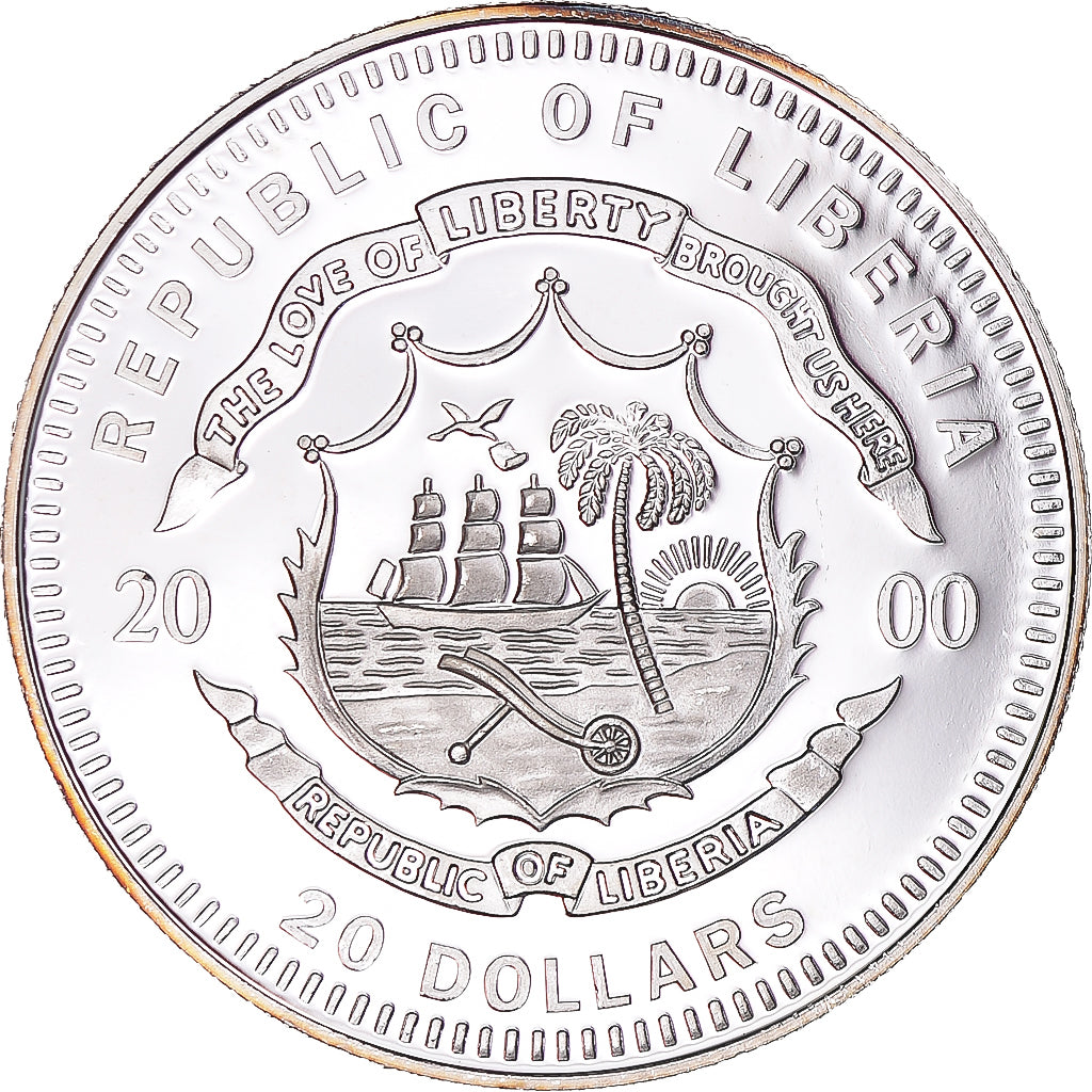 Coin, Liberia, 20 Dollars, 2000, Stockholm, MS(63), Silver