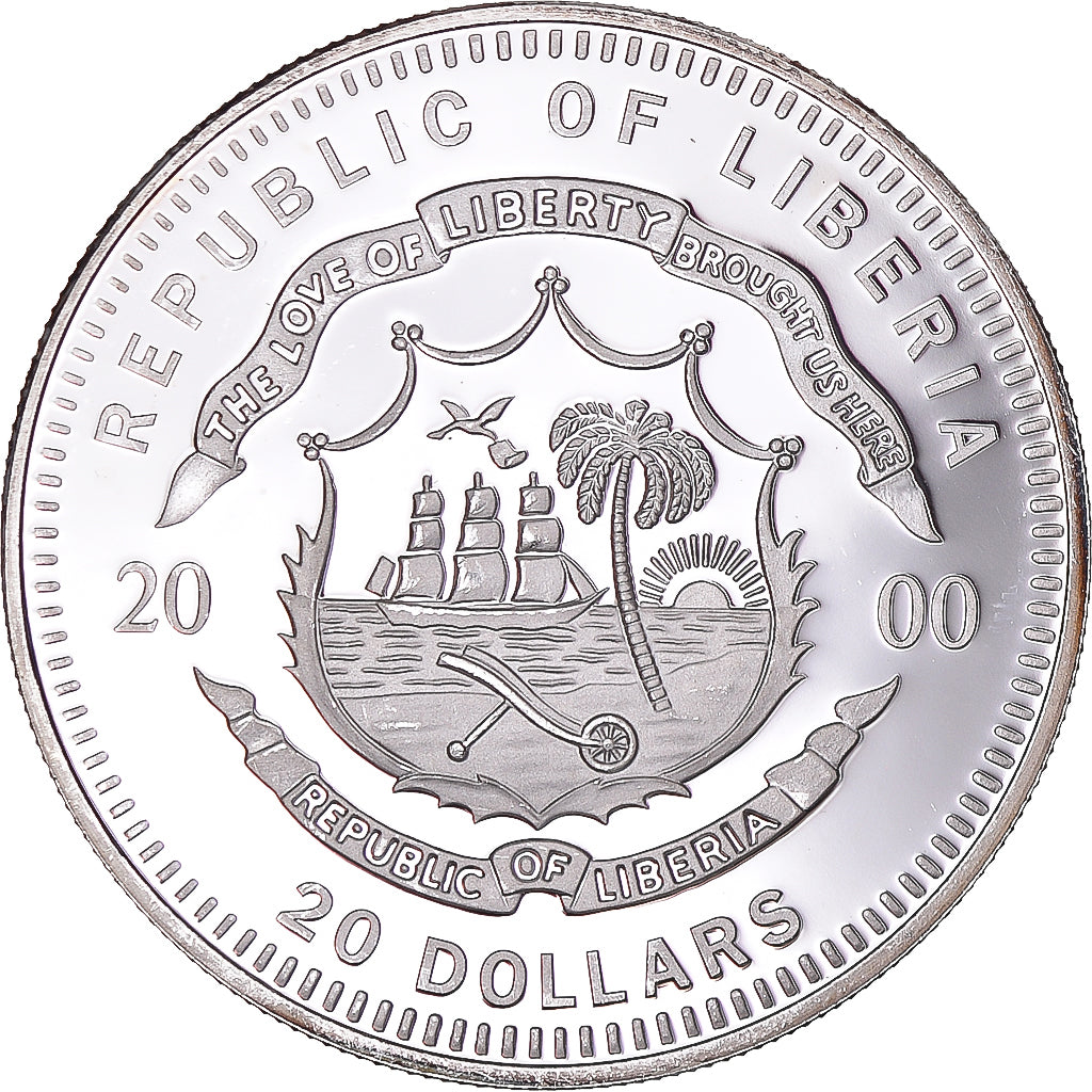 Münze, Liberia, 20 Dollars, 2000, Zurich, UNZ, Silber