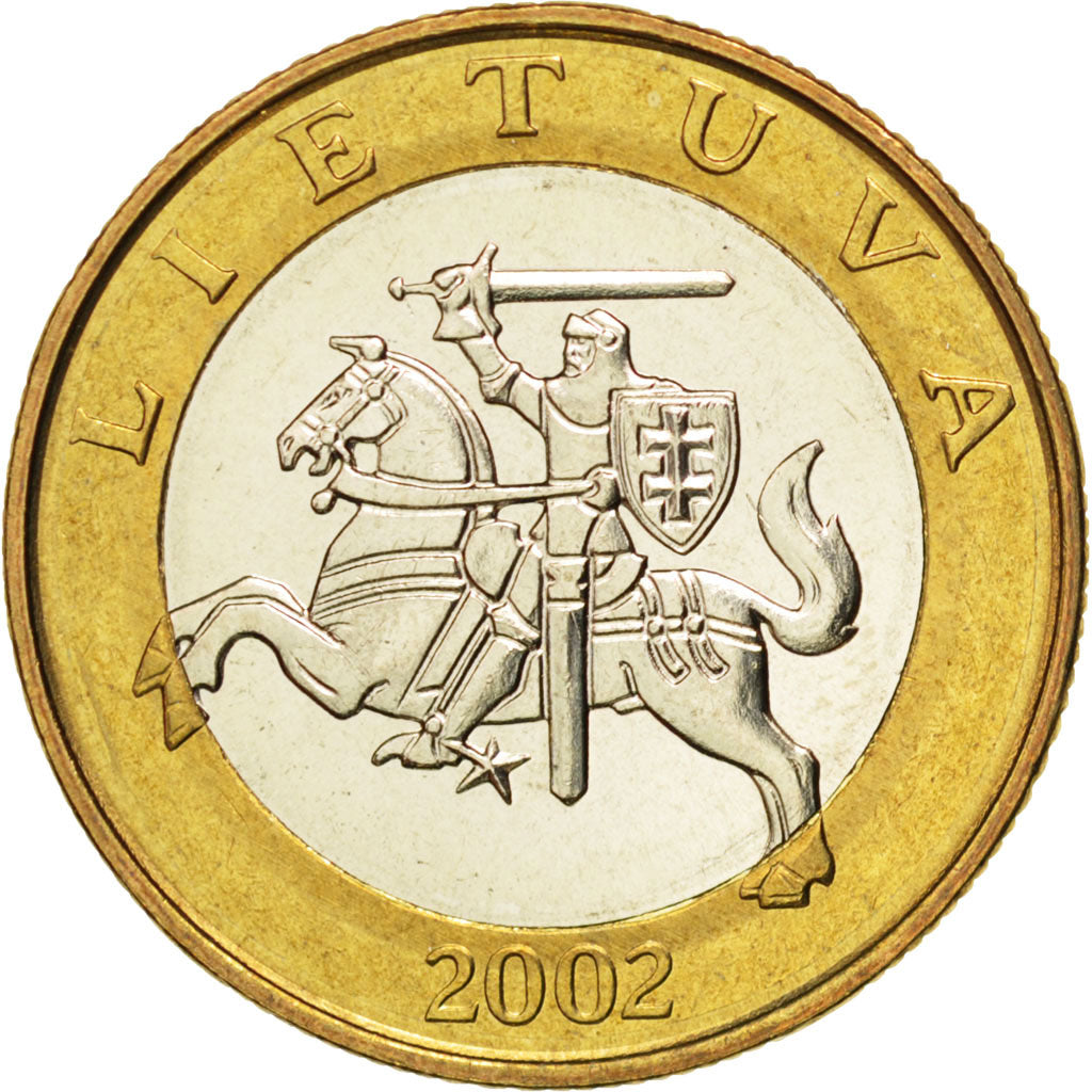 LITHUANIA, 2 Litai, 2002, KM #112, MS(63), Bi-Metallic, 25, 7.61