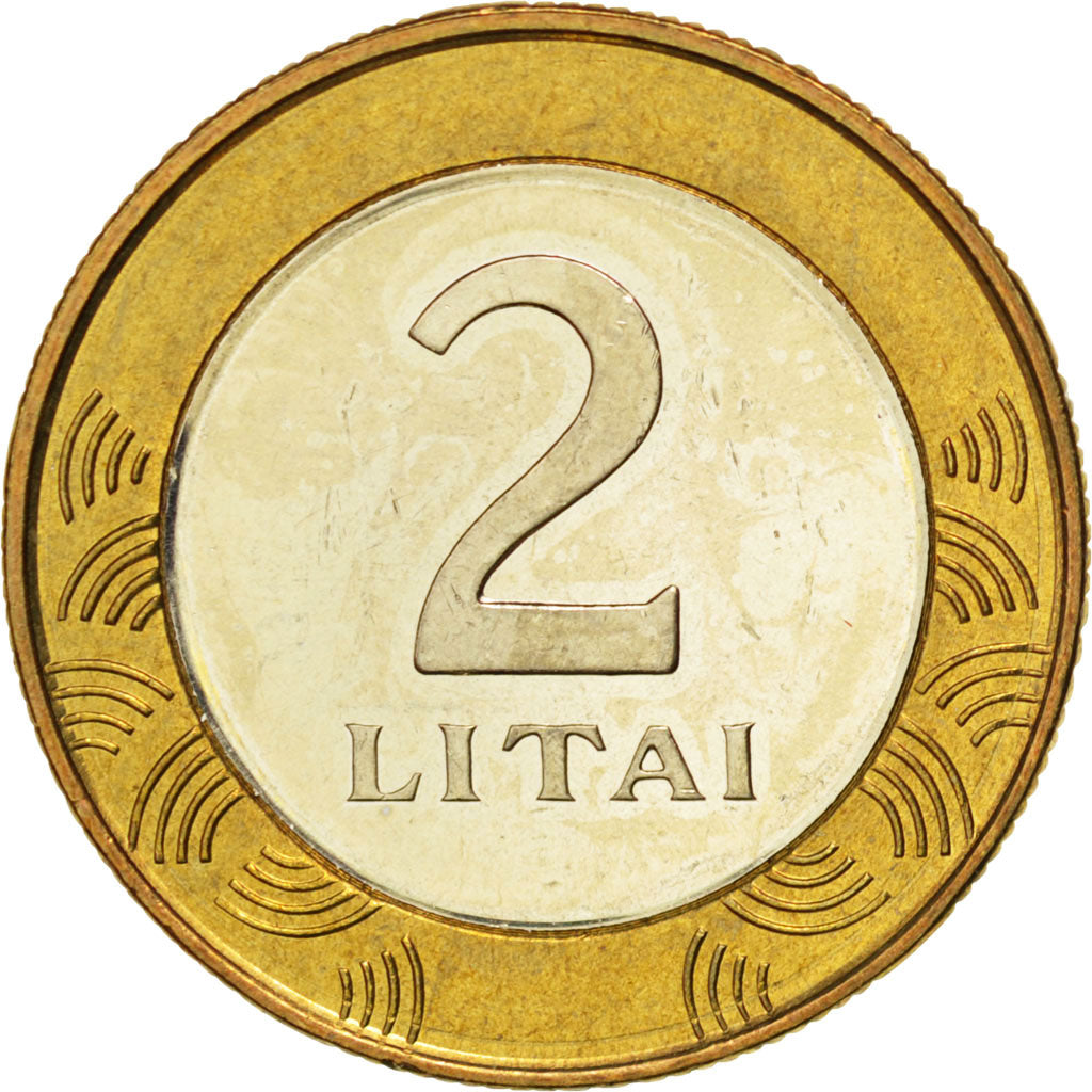 LITHUANIA, 2 Litai, 2002, KM #112, MS(63), Bi-Metallic, 25, 7.61