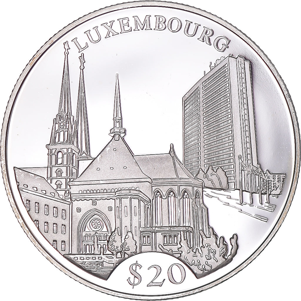 Monnaie, Libéria, 20 Dollars, 2000, Luxembourg, SPL, Argent