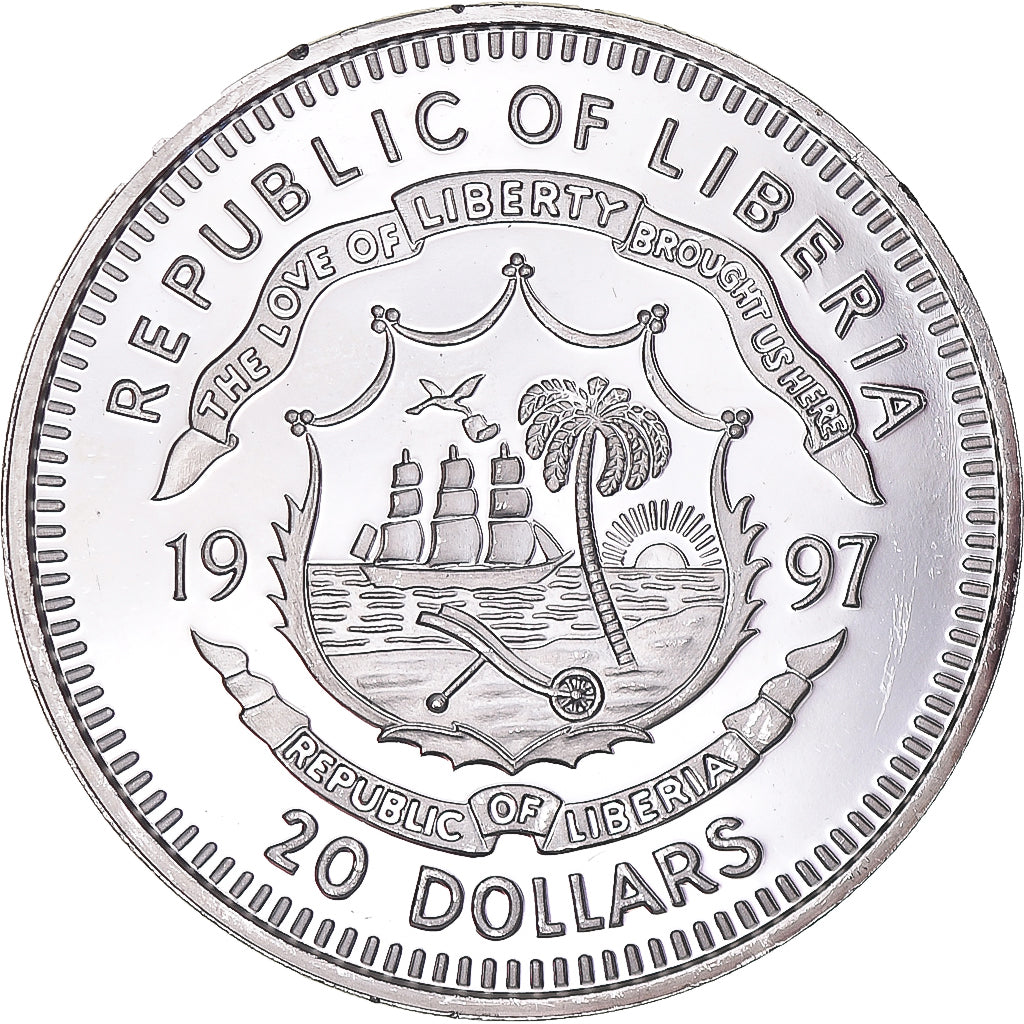 Moneta, Liberia, Wedding Day, 20 Dollars, 1997, Diana, SPL, Argento, KM:535