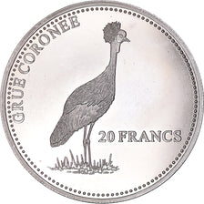 Münze, CONGO, DEMOCRATIC REPUBLIC, 20 Francs, 2001, Grue Coronee, UNZ, Silber