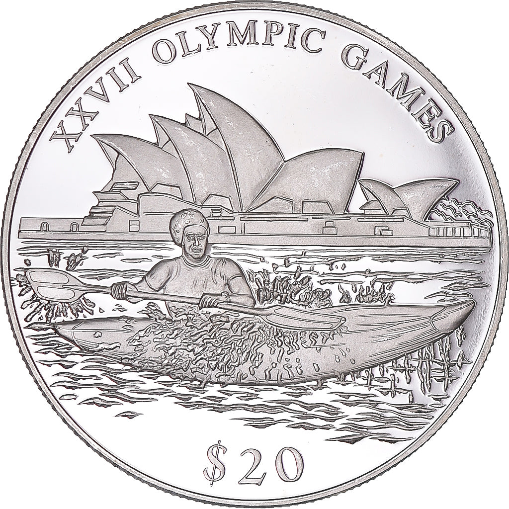 Münze, Liberia, Olympic Games, 20 Dollars, 2000, Canoe Kayak, UNZ, Silber